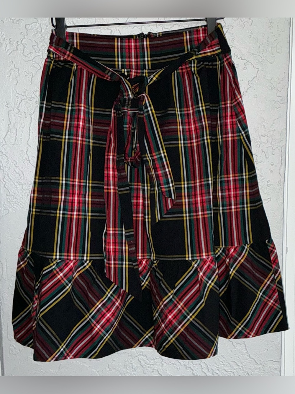 J. Crew Big Bow Stewart Tartan Cotton Ruffle Skirt